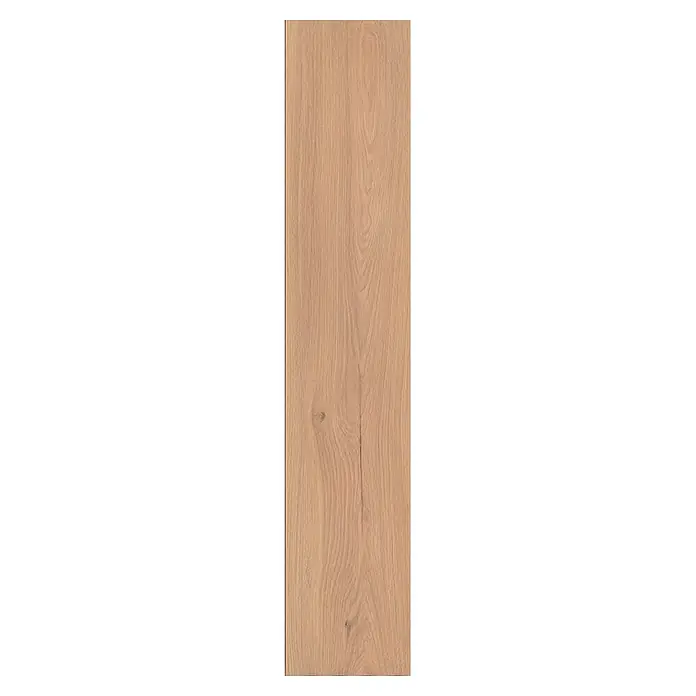 Krono Original Laminat Durastar - Honey Ribera Oak, Landhausdiele, 1.288 x 245 x 13 mm - Hellebraune Holzdiele mit sichtbarer Maserung und einem kleinen Ast.