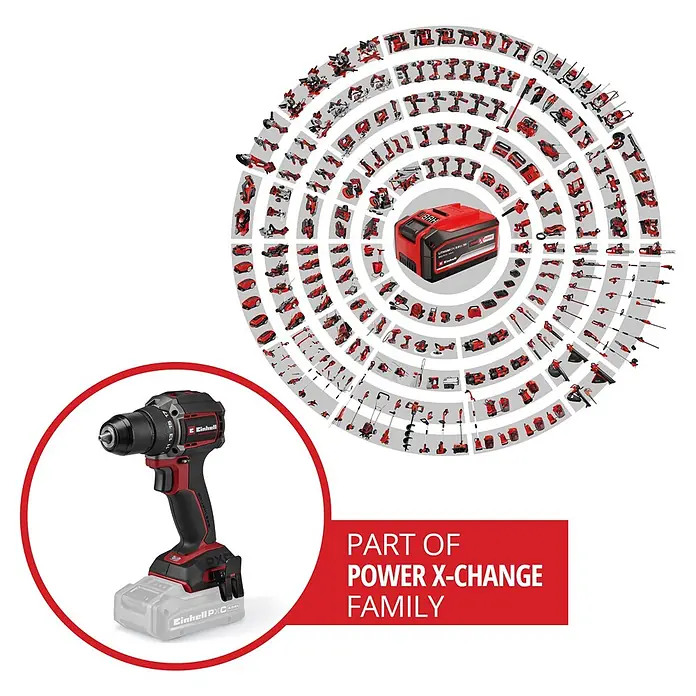 Einhell Professional Power X-Change 18V Akku-Schlagbohrschrauber TP-CD 18/50-C Li-i BL - Solo - 18 V, Ohne Akku, 50 Nm - Rot-schwarzer Einhell Akku-Bohrschrauber mit Akku, Teil der Power X-Change Werkzeugfamilie.
