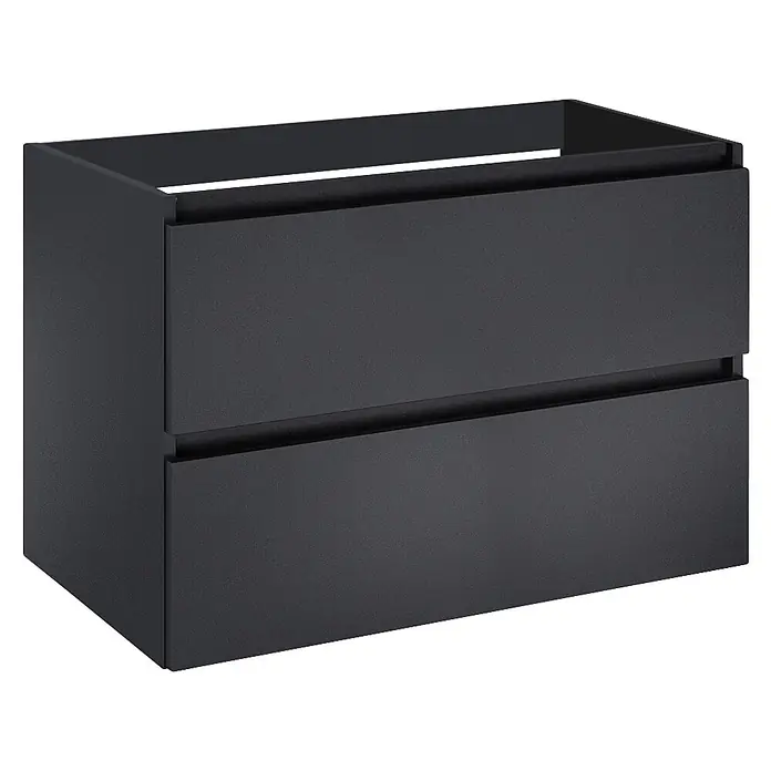 Riva Lynn Waschtischunterschrank - B x T x H: 80 x 45,6 x 53 cm, Schwarz, Matt - Anthrazitfarbener Waschtischunterschrank mit zwei Schubladen.