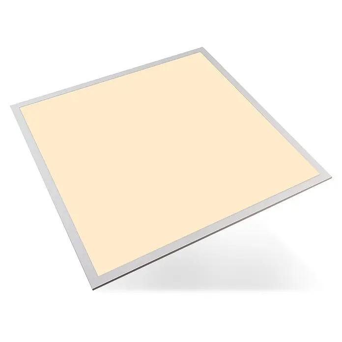 Luxula LED-Panel LED Panel - 40 W, Weiß, Weiß, Warmweiß - Quadratische LED-Panel-Leuchte mit warmweißer Beleuchtung und silbernem Rahmen.