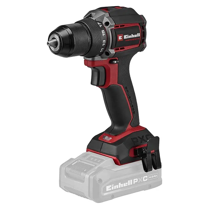 Einhell Professional Power X-Change 18V Akku-Schlagbohrschrauber TP-CD 18/50-C Li-i BL - Solo - 18 V, Ohne Akku, 50 Nm - Schwarz-rote Einhell PXC Akku-Bohrmaschine mit bürstenlosem Motor, Bohrfutter und Gürtelclip.