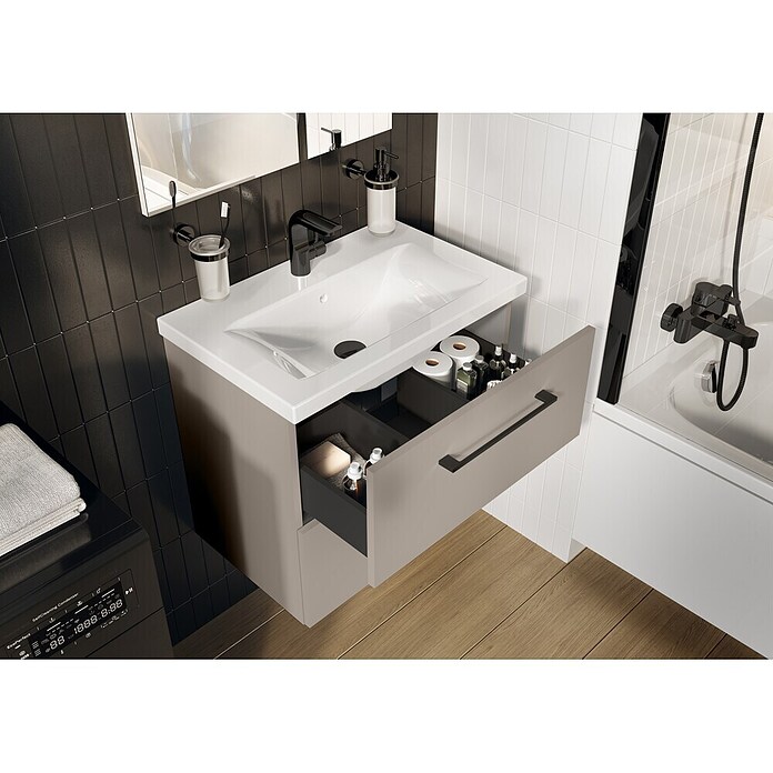 Riva Compact Badmöbel-Set (Gesamtbreite Badmöbel: 81,7 cm, Fume) | BAUHAUS