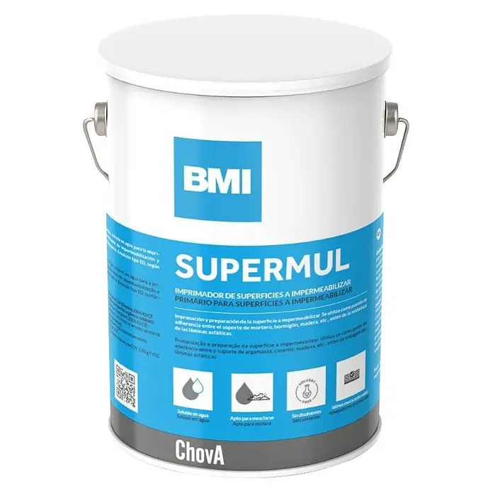 Chova Imprimador asfalto Supermul - 25 l, Marrón oscuro - Cubo de plástico blanco de imprimación BMI ChovA SUPERMUL para impermeabilizar superficies.