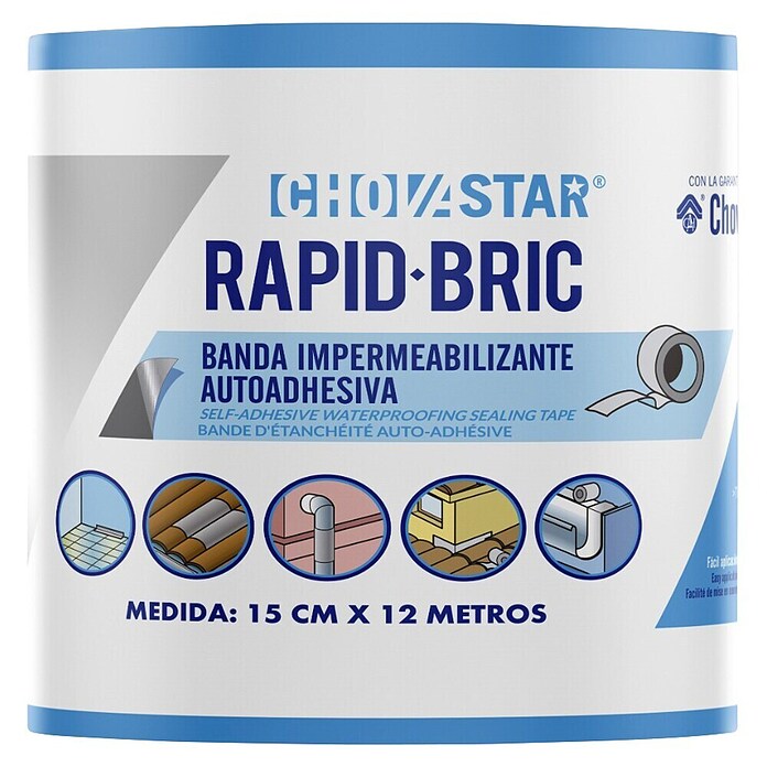 Chova Cinta impermeabilizante Rapid bric (12 m x 15 cm, Aluminio)