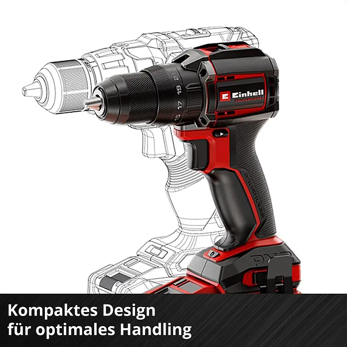 Einhell Professional PXC 18V Akku-Schlagbohrschrauber TTP-CDD 18/501-C Li-i - 18 V, 1 Akku, 3 Ah, 50 Nm - Kompakter Akku-Bohrschrauber in Rot und Schwarz.