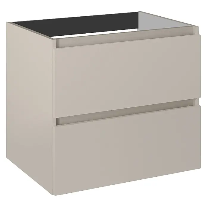 Riva Lynn Waschtischunterschrank - B x T x H: 60 x 45,6 x 53 cm, Fume, Matt - Hellgrauer griffloser Unterschrank mit zwei Schubladen und offener Oberseite.