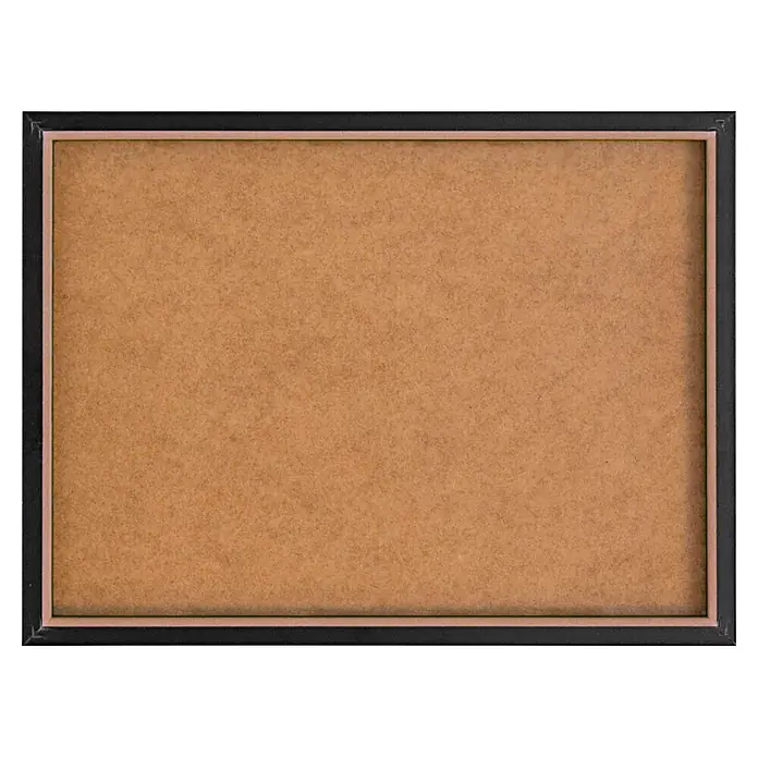 Reinders Bild Slim Frame Black - Perfection, B x H: 40 x 30 cm - Rechteckige leere braune Pinnwand mit hellem Innenrahmen und dunklem Außenrahmen.