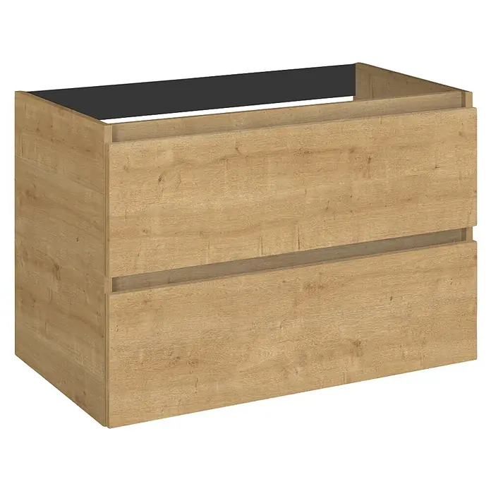 Riva Lynn Waschtischunterschrank - B x T x H: 80 x 45,6 x 53 cm, Hamilton Eiche - Heller Eichenholz-Unterschrank mit zwei Schubladen und offener Oberseite.