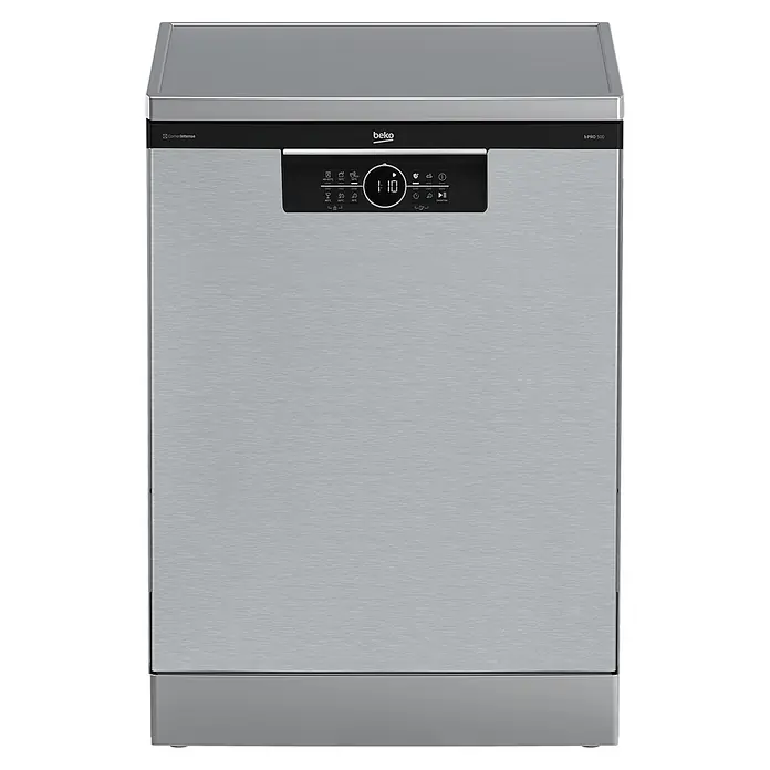 Beko Lavavajillas libre instalación BDFN26440XC - Ancho: 59,8 cm, Número de cubiertos: 14 ud. - Lavavajillas de acero inoxidable con panel de control negro y pantalla digital.