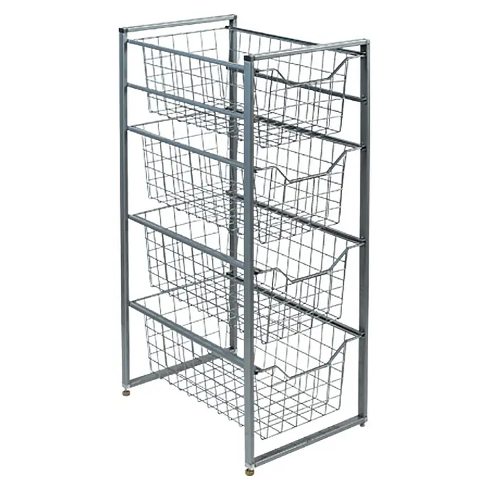 Regalux Clever Metallrahmen - Pulverbeschichtet, 45 x 30 x 79,5 cm - Grauer, rollbarer Drahtkorb-Turm mit fünf Ebenen zur Aufbewahrung von Gegenständen. Praktisches Ordnungssystem für Zuhause.