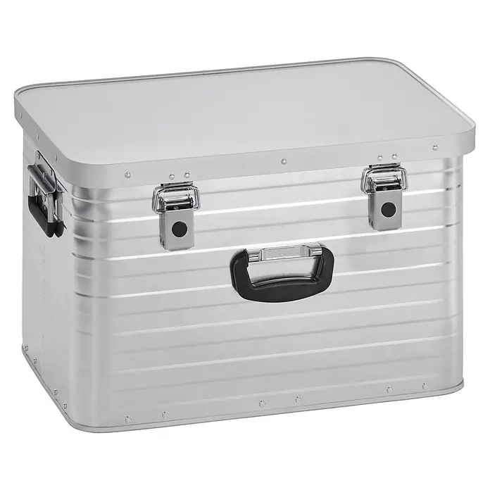 Wisent Aufbewahrungs- & Transportbox - Fassungsvermögen: 63 l - Silberne Aluminium-Staubox mit Griffen und Verschlüssen.