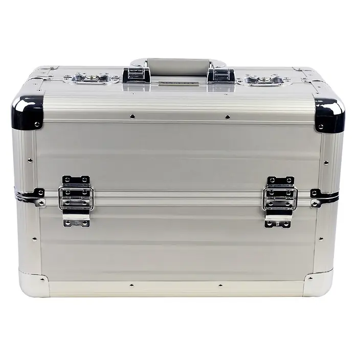 Wisent Maletín para herramientas Compact TC - L x An x Al: 450 x 300 x 225 mm, Aluminio, No incluye herramientas - Maleta de transporte de aluminio plateado con esquinas reforzadas negras y cierres cromados.