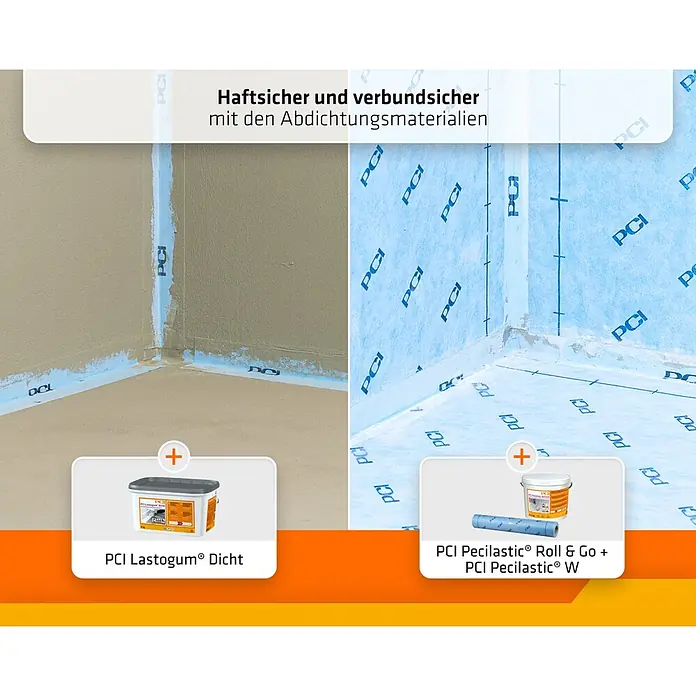 PCI Pecitape Dichtecke 90° Außen - Außenecke, 2 Stk. - Anwendung von PCI Lastogum® Dicht Dichtmittel und PCI Pecilastic® Abdichtungsbahn und Dichtmittel in Gebäudeecken.