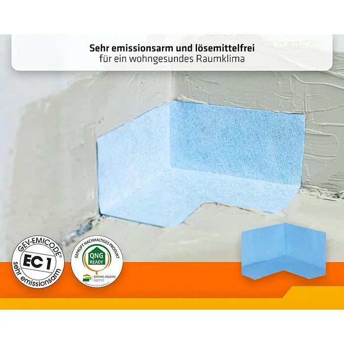 PCI Pecitape Dichtecke 90° Innen - Innenecke, 2 Stk. - Blaue, flexible Eckdichtungsbahn an einer Wandecke, zertifiziert emissionsarm.