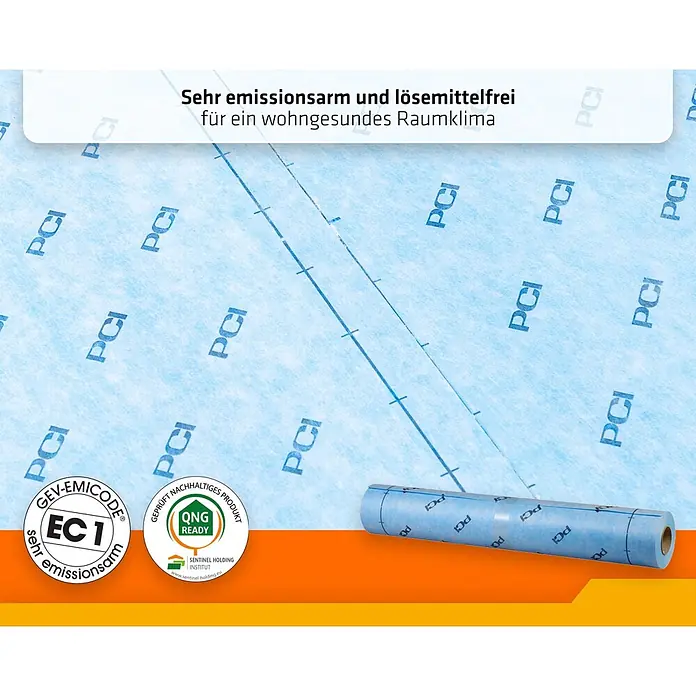 PCI Abdichtungsbahn Pecilastic® W - 10 m x 1 m x 0,5 mm - Blaue PCI-Bauwerksabdichtungsbahn, gerollt und ausgelegt, sehr emissionsarm und lösemittelfrei für ein wohngesundes Raumklima.
