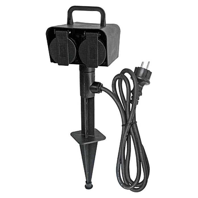 Voltomat Contactdoos met grondpen (Kabellengte: 1,5 m, Aantal geaarde stopcontacten: 4, IP44, 3.500 W)