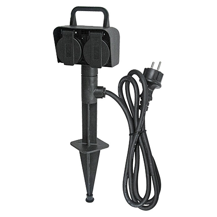 Voltomat Contactdoos met grondpen (Kabellengte: 1,5 m, Aantal geaarde stopcontacten: 2, IP44, 3.500 W)