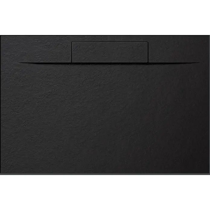 FRASCIO New Tecnology Duschwanne Duschwanne - L x B: 1.200 x 900 mm, Verbundwerkstoff, Schwarz - Schwarze texturierte Duschwanne mit integrierter rechteckiger Ablaufrinne.