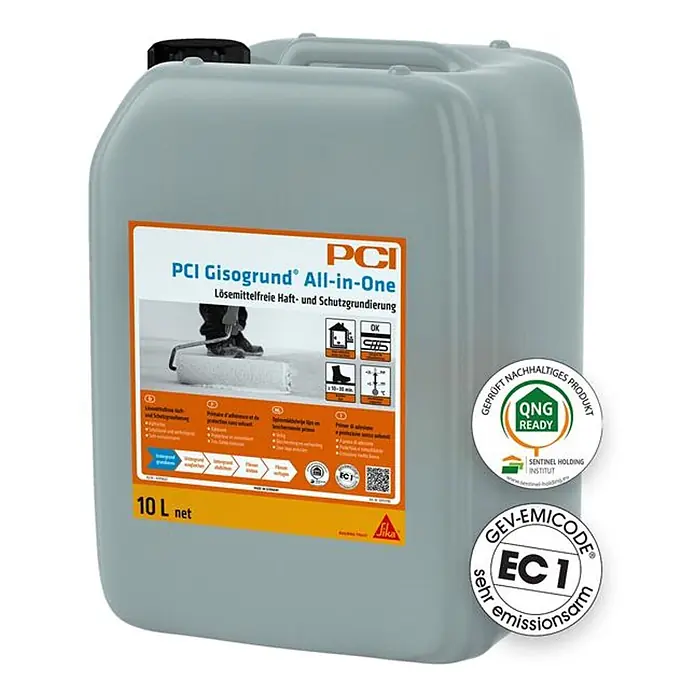PCI Gisogrund Primer All-in-One - Blau, 10 l - Grauer 10L PCI Gisogrund All-in-One lösemittelfreier Haft- und Schutzgrundierungs-Kanister.
