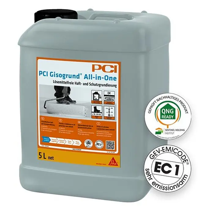 PCI Gisogrund Primer All-in-One - Blau, 5 l - Grauer 5L Kanister PCI Gisogrund All-in-One lösemittelfreie Haft- und Schutzgrundierung, mit QNG READY und EC1 Emissionszertifikaten.