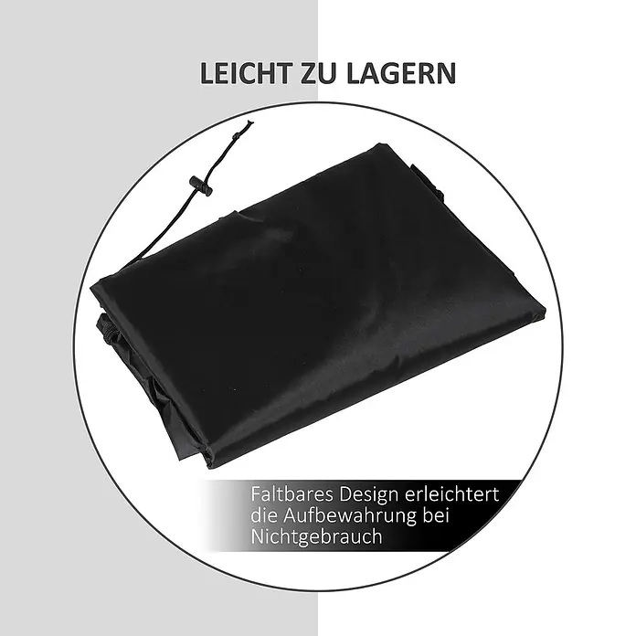 Outsunny Hängesessel Schutzhülle - L x B x H: 115 x 115 x 190 cm, 210D Oxford-Gewebe, Schwarz - Gefaltete schwarze Abdeckung mit Kordelzug für einfache Lagerung.
