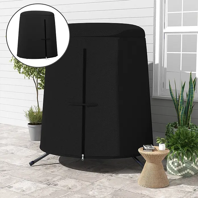 Outsunny Hängesessel Schutzhülle - L x B x H: 196 x 196 x 230 cm, 300D Oxford-Gewebe, Schwarz - Schwarze Abdeckung für Eierschaukelstuhl mit Reißverschluss, schützt Möbel auf einer Terrasse.