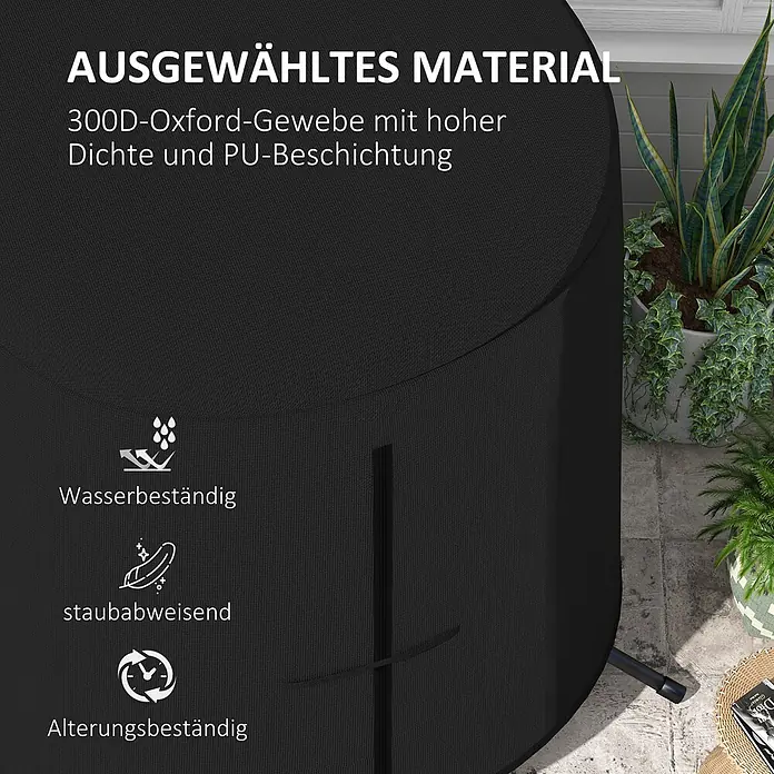 Outsunny Hängesessel Schutzhülle - L x B x H: 196 x 196 x 230 cm, 300D Oxford-Gewebe, Schwarz - Schwarze 300D Oxford-Gewebeabdeckung, wasser-, staubabweisend und alterungsbeständig.