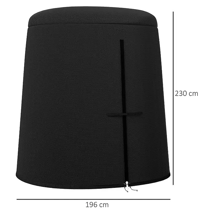 Outsunny Hängesessel Schutzhülle - L x B x H: 196 x 196 x 230 cm, 300D Oxford-Gewebe, Schwarz - Schwarze Schutzhülle aus Stoff mit Reißverschluss und Kordelzug. Maße: 230 cm hoch und 196 cm breit.