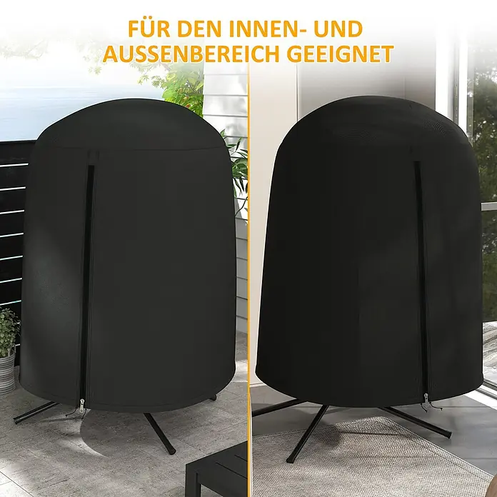 Outsunny Hängesessel Schutzhülle - L x B x H: 128 x 128 x 190 cm, 420D Oxford-Polyester, Schwarz - Schwarze Schutzhülle mit Reißverschluss für Stuhl, geeignet für Innen- und Außenbereiche, aus strukturiertem Stoff.