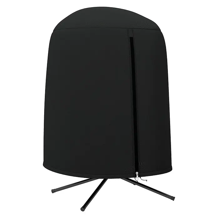 Outsunny Hängesessel Schutzhülle - L x B x H: 128 x 128 x 190 cm, 420D Oxford-Polyester, Schwarz - Schwarze zylindrische Stoffabdeckung mit durchgehendem Reißverschluss, auf schwarzem sternförmigem Metallfuß.