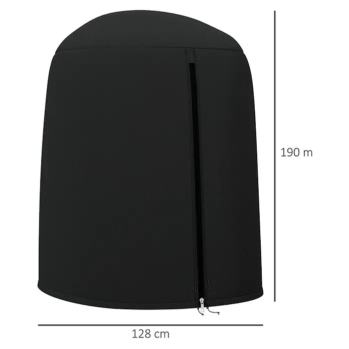 Outsunny Hängesessel Schutzhülle - L x B x H: 128 x 128 x 190 cm, 420D Oxford-Polyester, Schwarz - Schwarze Stoffschutzhülle mit runder Oberseite und vertikalem Reißverschluss, 190 cm hoch und 128 cm breit, mit Kordelzug.