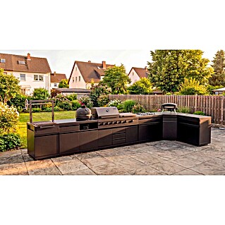 Kingstone Cube Outdoorküche II (8 -tlg., Stahl, Sintered Stone, Schwarz, Material Grillfläche: Gusseisen, Anzahl Brenner: 11 Stk.)