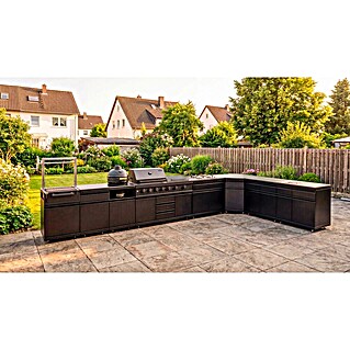Kingstone Cube Outdoorküche I (8 -tlg., Stahl, Sintered Stone, Schwarz, Material Grillfläche: Gusseisen, Anzahl Brenner: 11 Stk.)