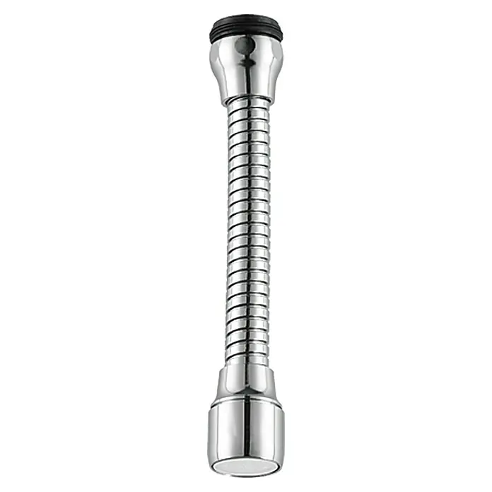 Bubble-Stream Hahnschlauch - M22/M24, Mit Strahlregler, Durchflussmenge: 8,3 l/min - Flexibler Wasserhahnverlängerer aus Chrom mit einem schwarzen Aufsatz für den Wasserhahn. Dieses Zubehör verbessert die Reichweite des Wasserhahns.
