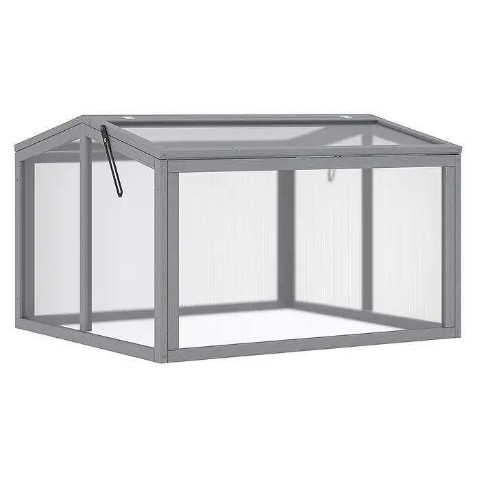 Outsunny Gewächshaus - 90 x 80 cm, Material Seitenwand: Kunststoff, 0,5 mm, Hellgrau - Kompaktes graues Frühbeet mit durchscheinenden Platten und aufklappbarem Deckel.