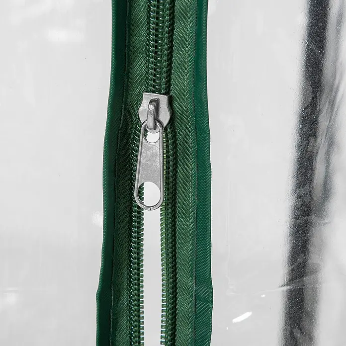 Outsunny Gewächshaus - 100 x 50 cm, Material Seitenwand: Kunststoff, 0,1 mm, Grün - Silberner Reißverschluss an grünem Reißverschlussband, befestigt an transparentem Kunststoffmaterial.