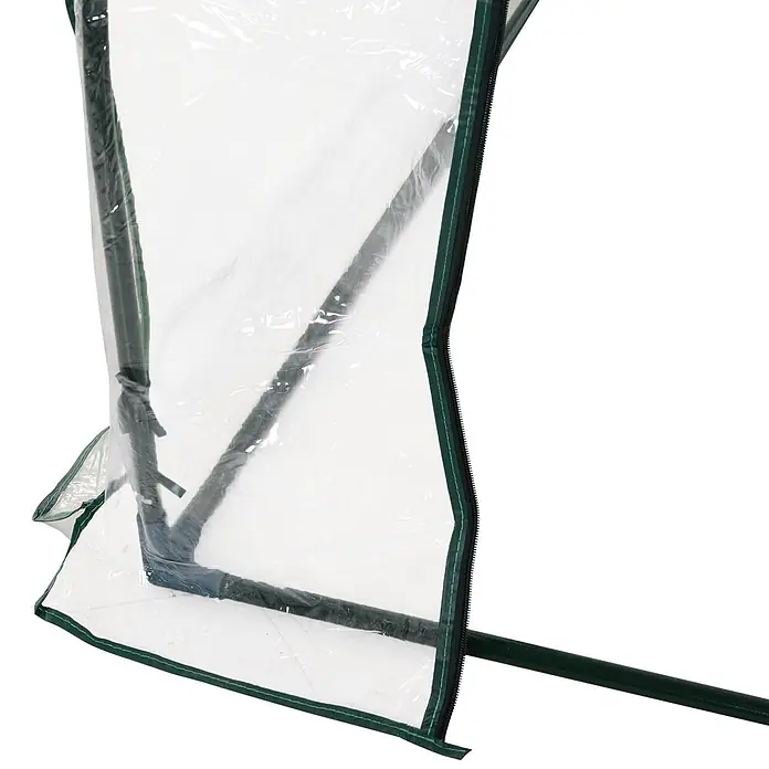 Outsunny Gewächshaus - 250 x 100 cm, Material Seitenwand: Kunststoff, 0,3 mm, Dunkelgrün - Klare Gewächshausabdeckung aus Kunststoff mit grünem Besatz und Reißverschluss, über dunklem Metallrahmen.