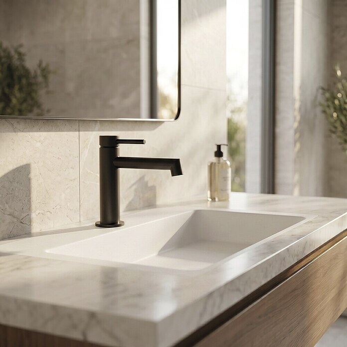 GME Grifo de lavabo Persio (Negro, Mate) | BAUHAUS