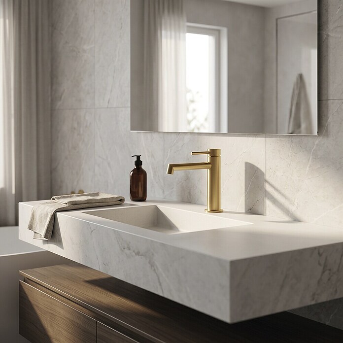 GME Grifo de lavabo Persio (Oro, Satinado) | BAUHAUS