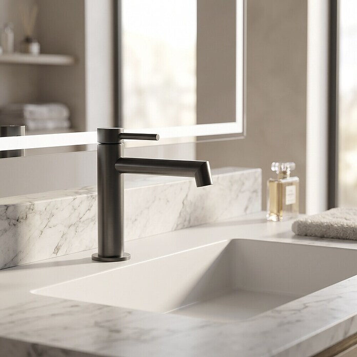 GME Grifo de lavabo Persio (Titanio, Satinado) | BAUHAUS