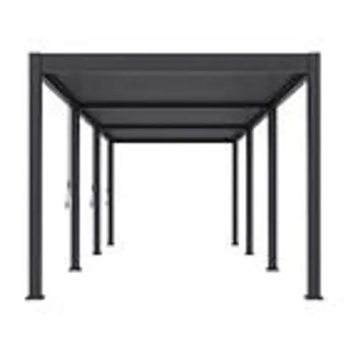 Weide Pergola Classic Pergola 3 x 9 M Anthrazit freistehend Aluminium Lamellendach - B x T: 900 x 300 cm, Aluminium - Dunkelgraue Metallpergola mit ausfahrbarem Dach, ideal für Beschattung im Freien.