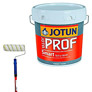 Pintura para paredes y techos Jotaprof Smart + Rodillo completo telescópico Nespoli (Blanco, Mate, 15 l)