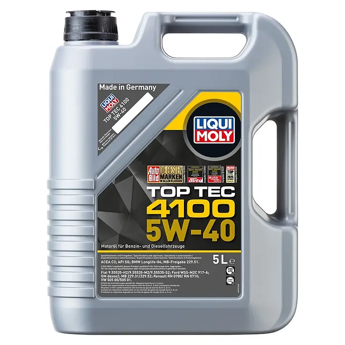 Liqui Moly Aceite para motor Top Tec 4100 - 5 l, 5W-40, C3 - Bidón de plástico gris de 5 litros de aceite de motor LIQUI MOLY TOP TEC 4100 5W-40.