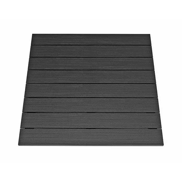 Home Deluxe Gartentisch Tischplatte RIO - L x B x H: 90 x 95 x 5 cm, Anthrazit - Dunkelgraue quadratische Matte mit parallelen strukturierten Brettern.