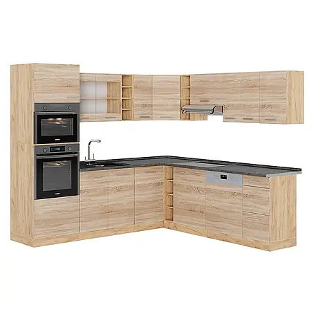 Vicco  Eckküche R-Line Sonoma/Goldkraft Eiche, AP Anthrazit