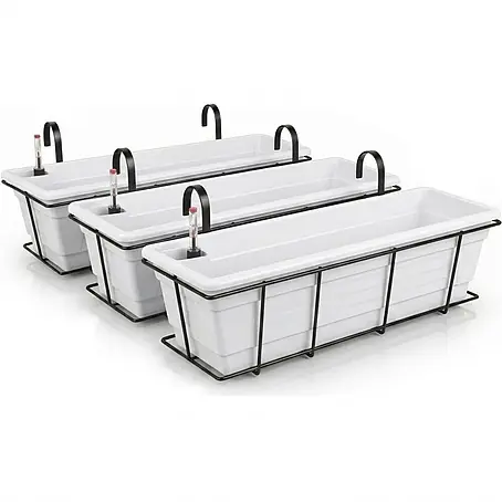 Plastard  Pflanzkasten 3er Set 60 cm selbstwässernd Hydroeinsatz & Metallkorb