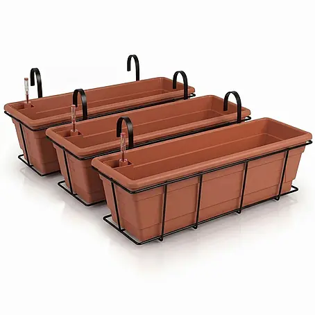 Plastard  Pflanzkasten 3er Set 60 cm selbstwässernd Hydroeinsatz & Metallkorb