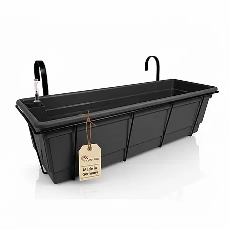 Plastard  Pflanzkasten 80 cm selbstwässernd mit Hydroeinsatz & Metallkorb