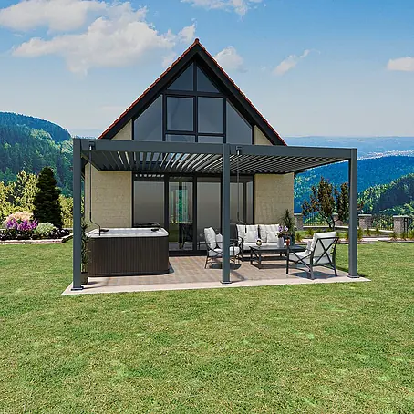 Weide  Pergola Deluxe für Wandmontage 3,6 x 5,3 m Anthrazit Aluminium