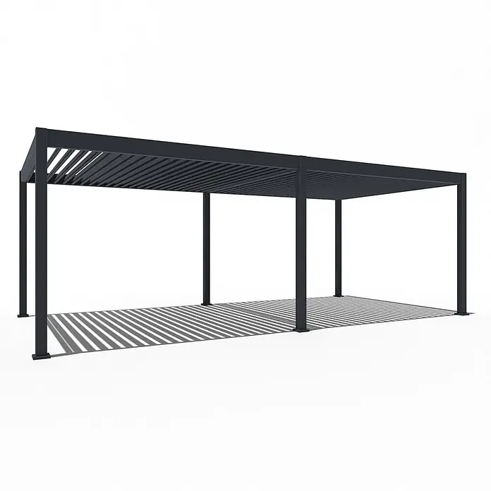 Weide Pergola Deluxe freistehend 3,6 x 7,2 m Anthrazit Aluminium - Farbe Gestell: Sandpapier FinishAnthrazit / RAL Farbcode 7024, Aluminium - Schwarze Aluminium-Pergola mit verstellbarem Lamellendach für Sonnenschutz.